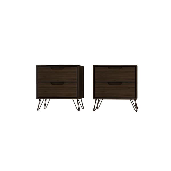 Designed To Furnish Rockefeller 2-Drawer Brown Nightstand, 21.65 x 20.08 x 17.62 in., 2PK DE2616473 - main